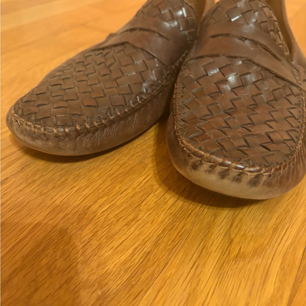 Mercanti Fiorentini Tan Woven Leather Slip-Ons